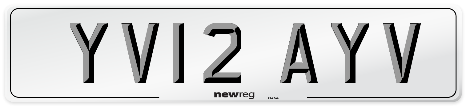 YV12 AYV Number Plate from New Reg